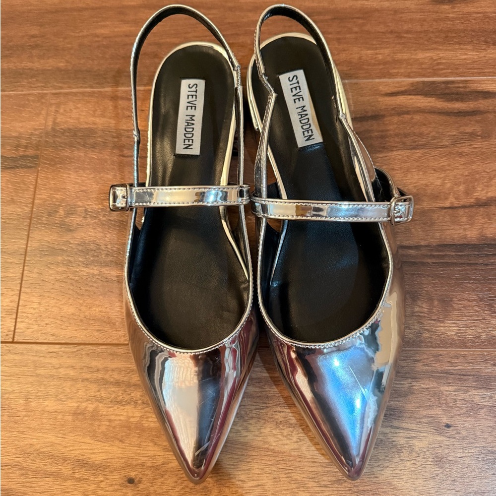 Steve Madden Anyaa metallic silver Mary Jane flats